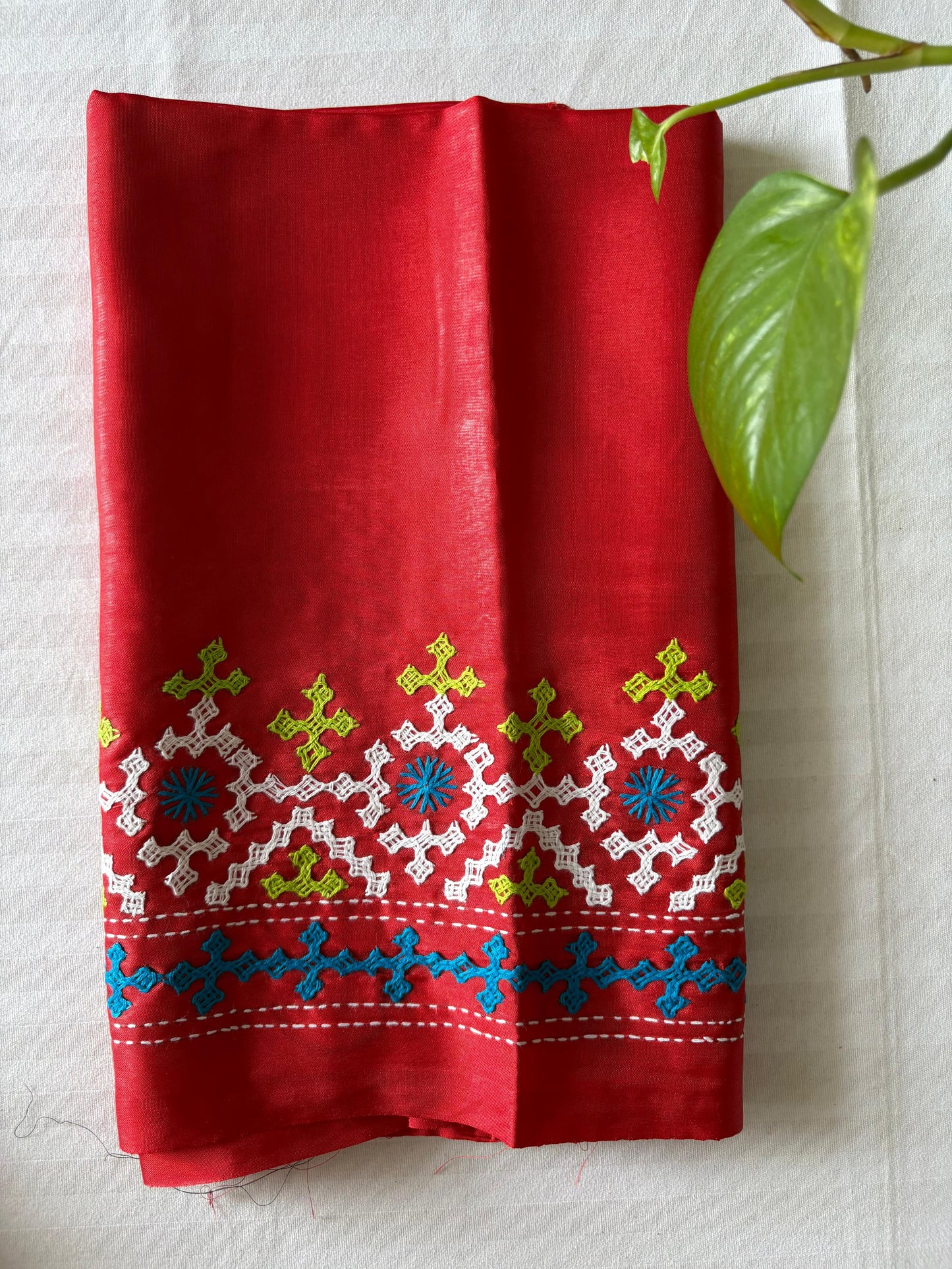 Gujrati work blouse pieces in art silk 1 mtr