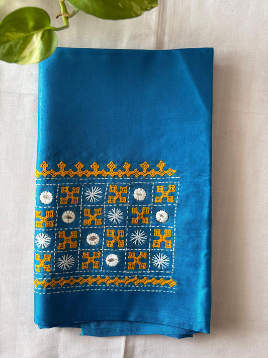 Gujrati work blouse pieces in art silk 1 mtr