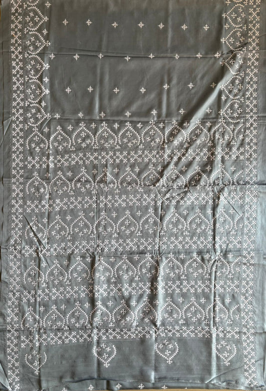 Gujrati Stitch/Kutch Hand Embroidered Art Silk Saree