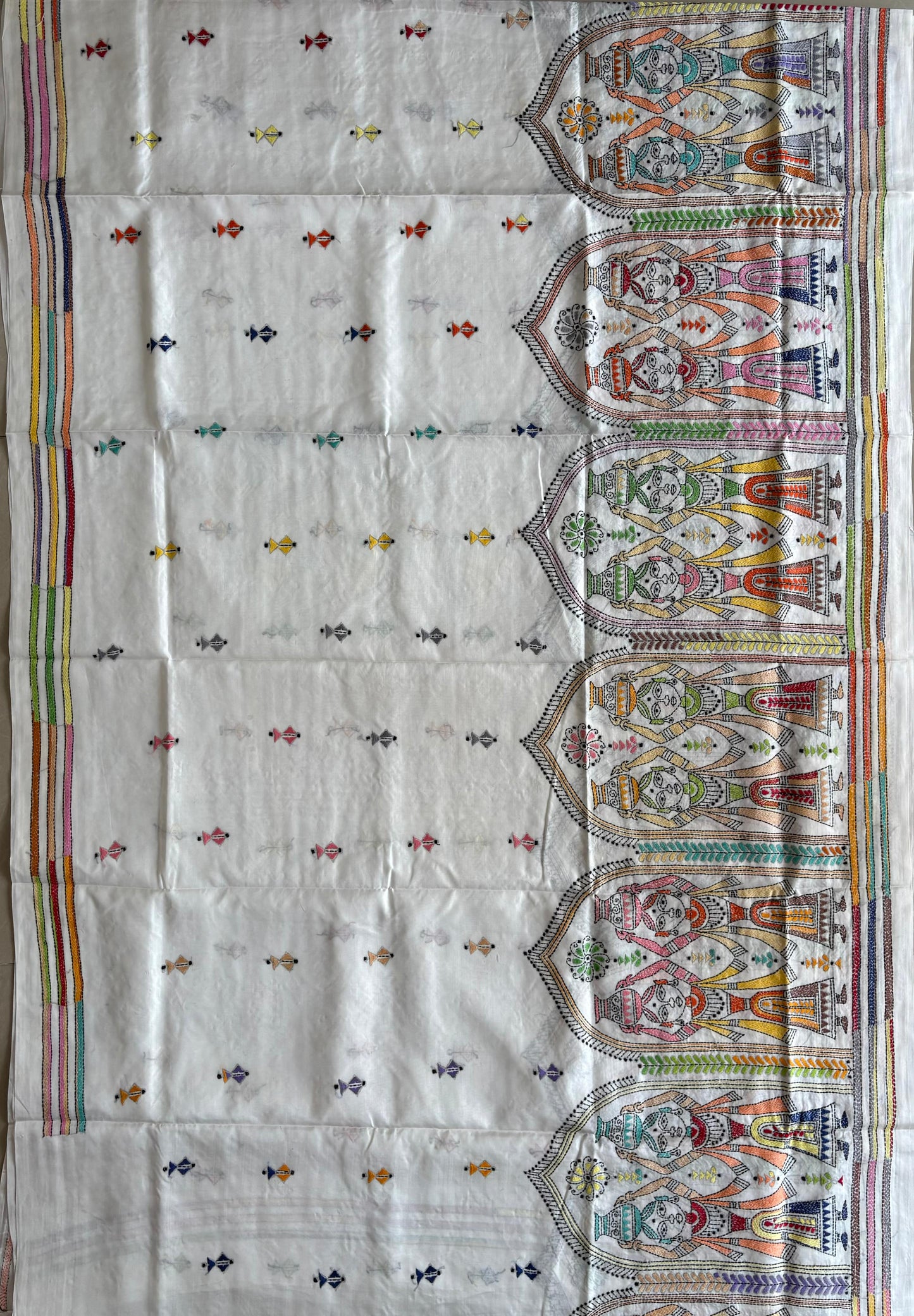 Kantha Hand Embroidered Blended Banglore Silk/Art Silk Saree With Blouse