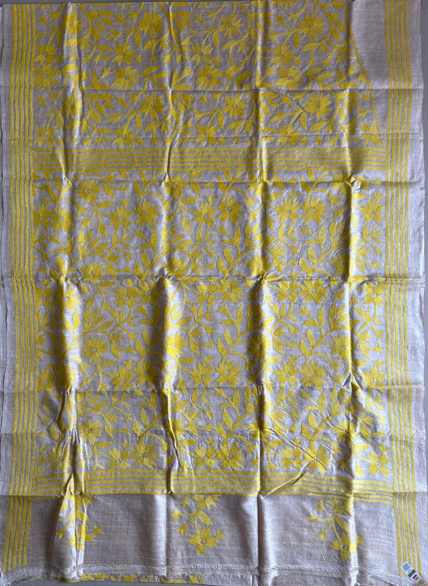 Kantha Stitch Hand Embroidered Pure Gachi by Gachi Tussar Silk Saree (Silk Marked)
