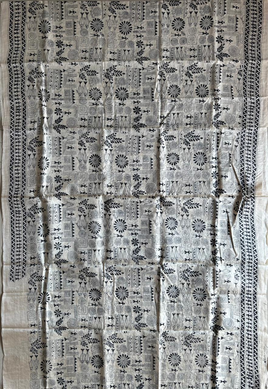 Kantha Stitch Hand Embroidered Pure Gachi by Gachi Tussar Silk Saree (Silk Marked)