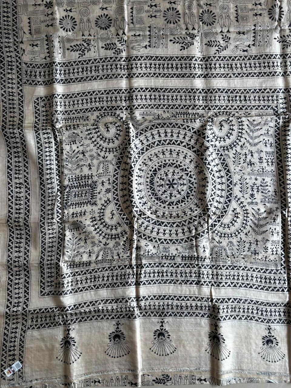 Kantha Stitch Hand Embroidered Pure Gachi by Gachi Tussar Silk Saree (Silk Marked)