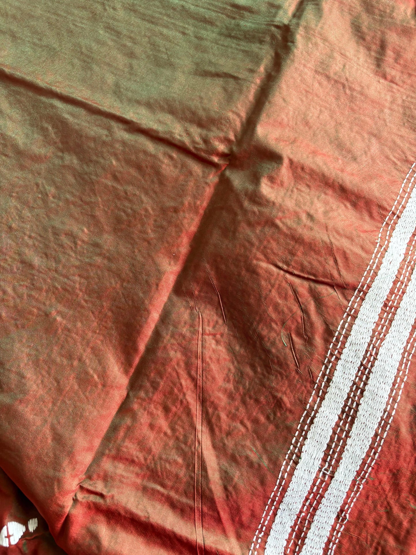 Kantha Hand Embroidered Blended Banglore Silk/Art Silk Saree With Blouse