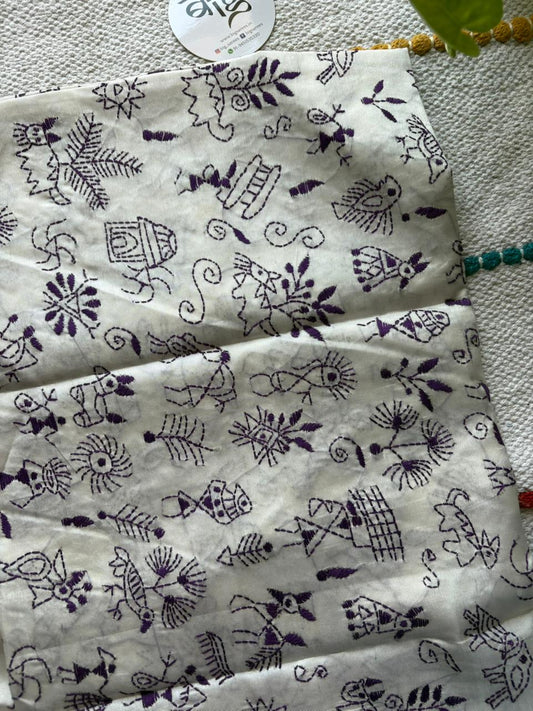 Kantha Stitch Art Silk Blouse Piece