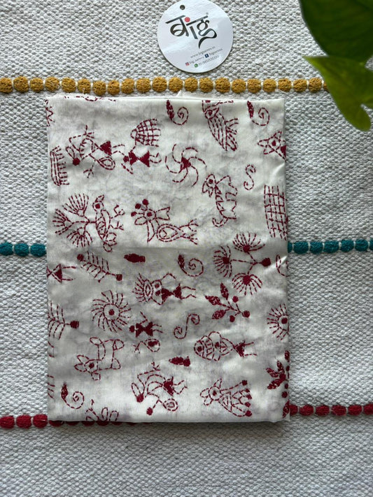 Kantha Stitch Art Silk Blouse Piece