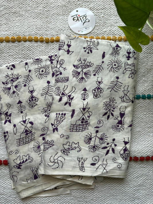 Kantha Stitch Art Silk Blouse Piece