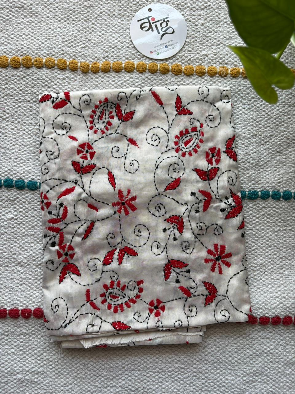 Kantha Stitch Art Silk Blouse Piece