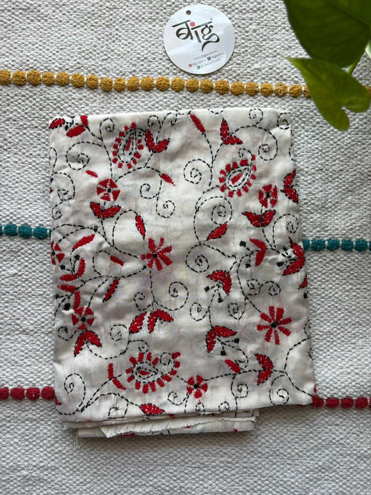 Kantha Stitch Art Silk Blouse Piece