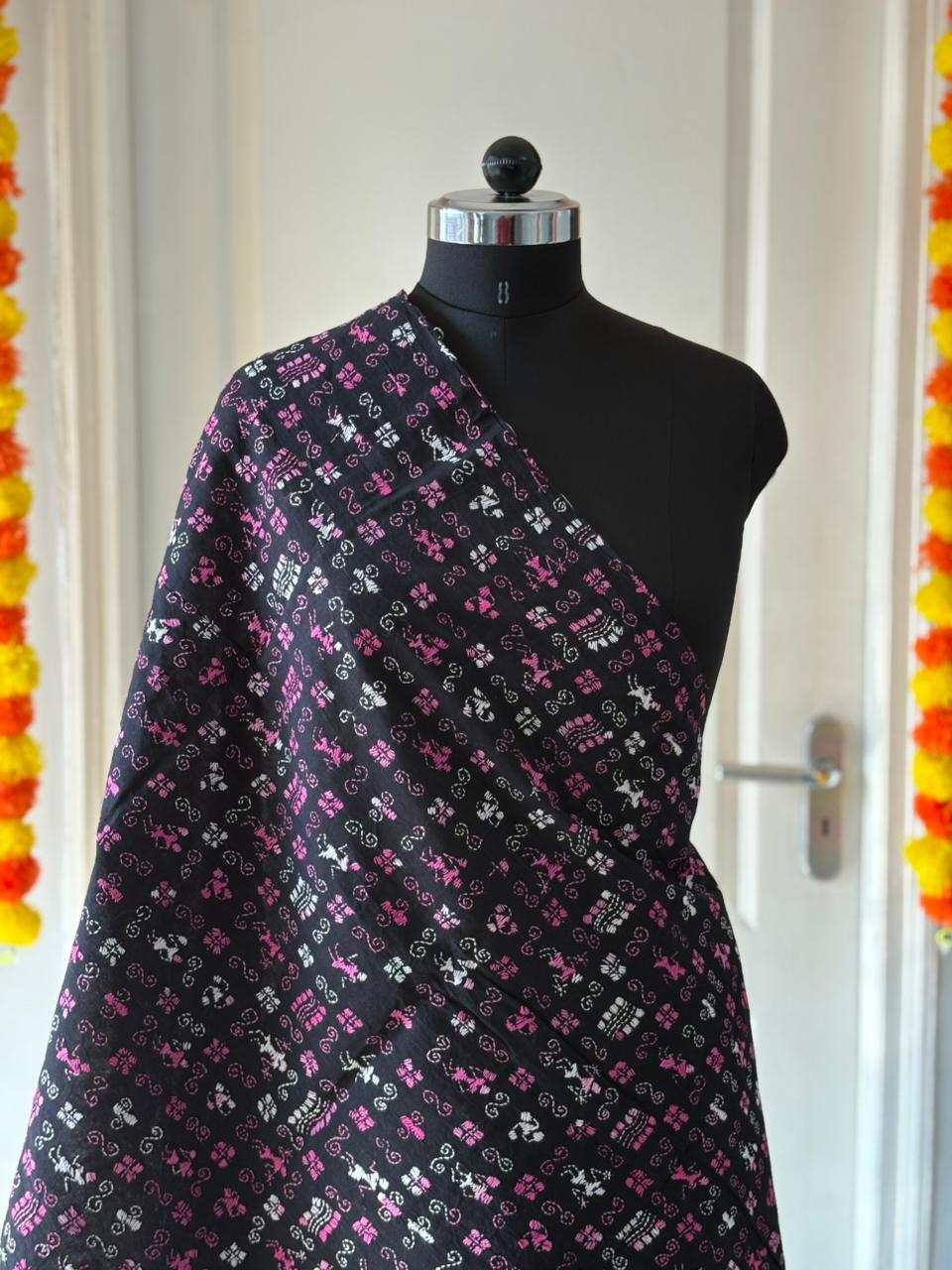 Kantha Hand Embroidary Full Work Pure Cotton Dupatta-Black “36”
