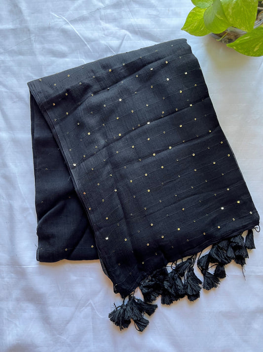 Jonaki Design Mul Cotton Saree- Black